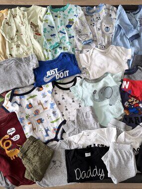Baby boy clothes bundle / lot / 27 pieces (3-6 months) onesies, sleeper neutral